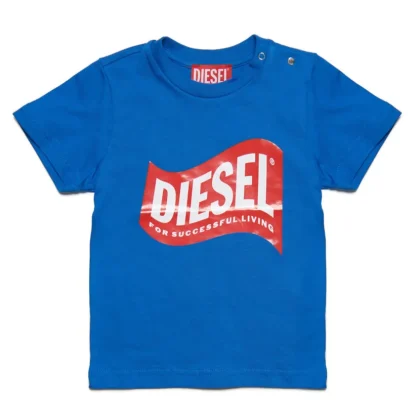 Diesel Kid t-shirt blu neonato in cotone