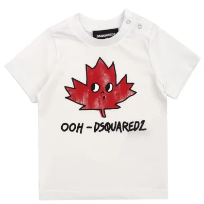 Dsquared2 t-shirt bianca neonato in cotone