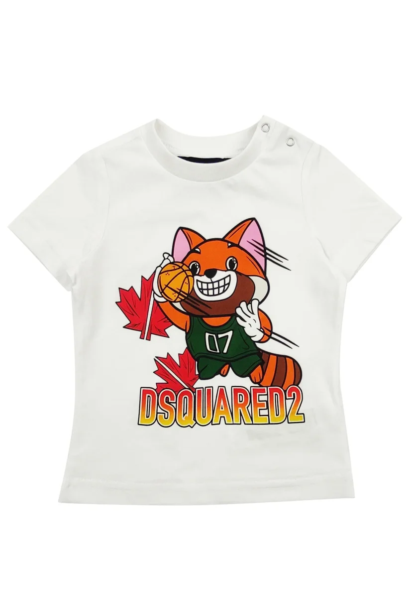 Dsquared2 t-shirt bianca neonato in jersey di cotone - immagine 2