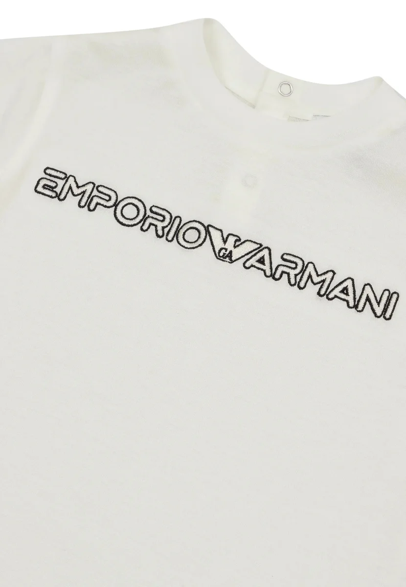 Emporio Armani T-Shirt neonato bianca con logo a contrasto - immagine 4