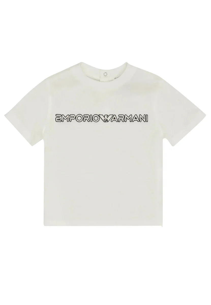 Emporio Armani T-Shirt neonato bianca con logo a contrasto - immagine 2