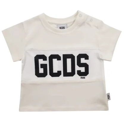 GCDS t-shirt panna neonato in cotone