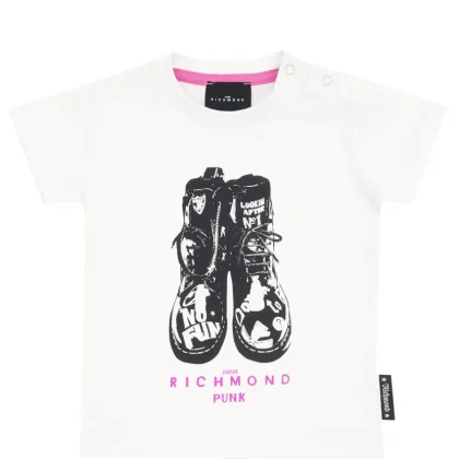John Richmond T-Shirt neonato bianca in cotone