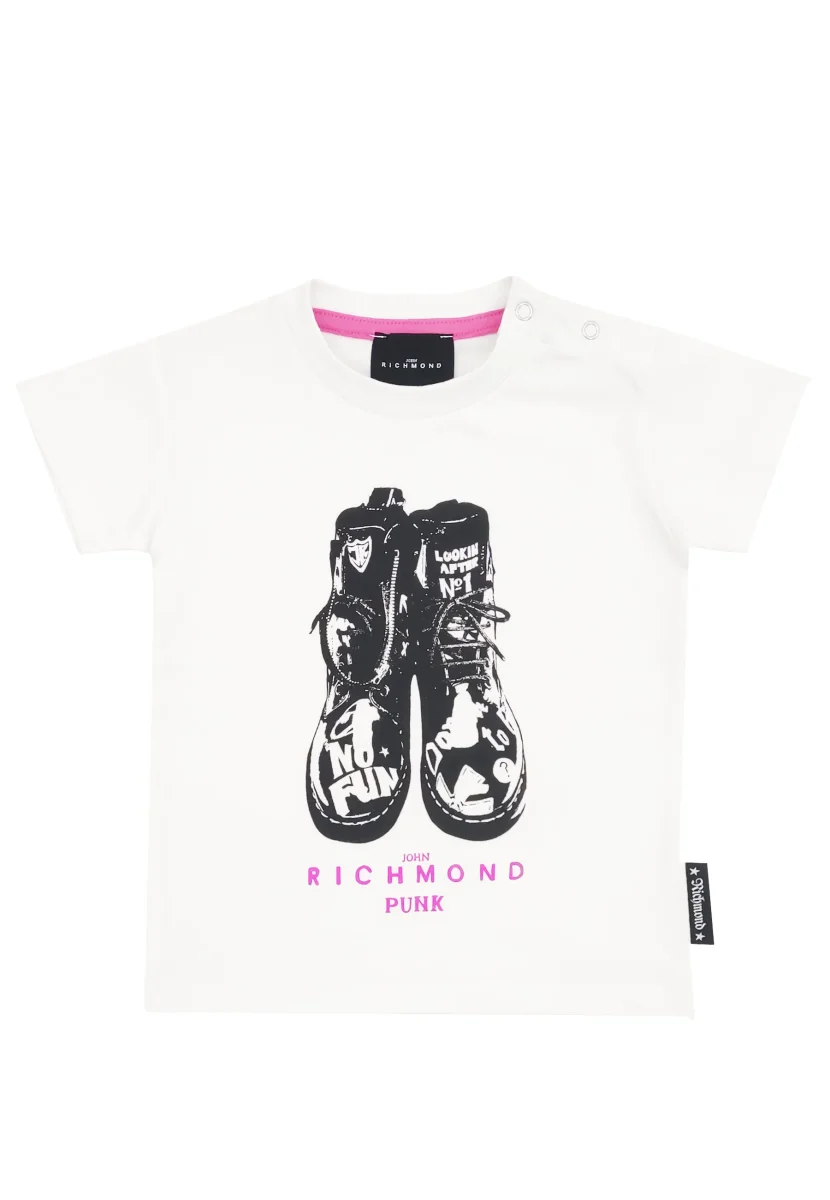 John Richmond T-Shirt neonato bianca in cotone