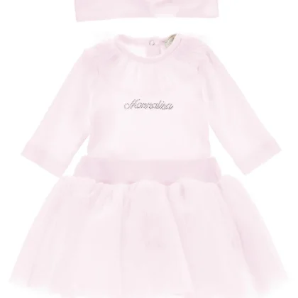 Monnalisa completo rosa neonata in cotone