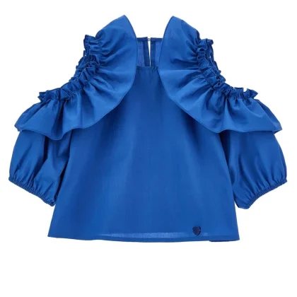 Monnalisa top blu ragazza in cotone