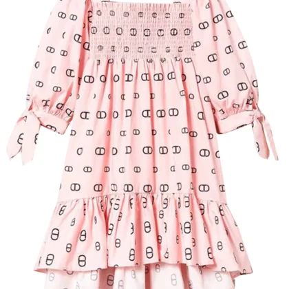 Twinset vestito rosa bambina in cotone