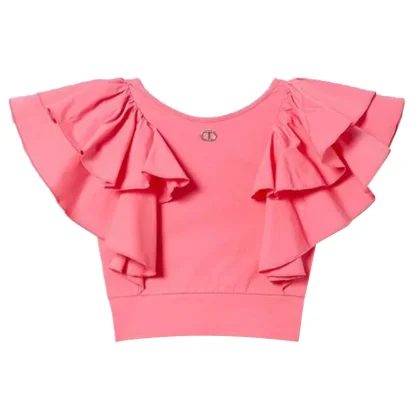 Twinset blusa ragazza fucsia in jersey di cotone