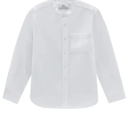 Woolrich camicia ragazzo bianca in misto cotone e lino