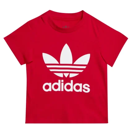 Adidas t-shirt trefoil rossa neonato in cotone