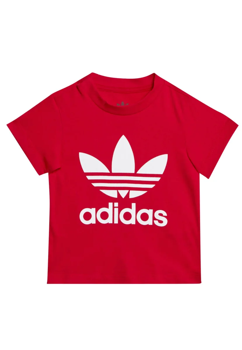 Adidas t-shirt trefoil rossa neonato in cotone - immagine 2