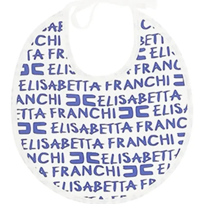 Elisabetta Franchi bavetta avorio/blu neonata in cotone