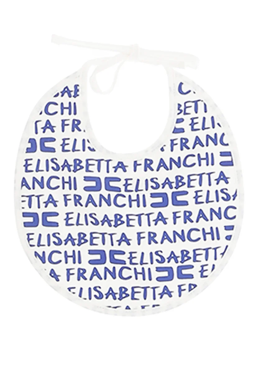 Elisabetta Franchi bavetta avorio/blu neonata in cotone