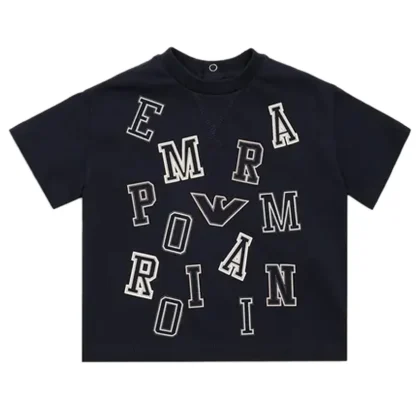 Emporio Armani t-shirt blu navy neonato in cotone