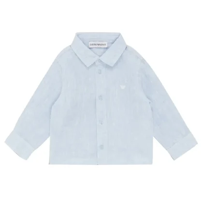 Emporio Armani camicia celeste neonato in lino
