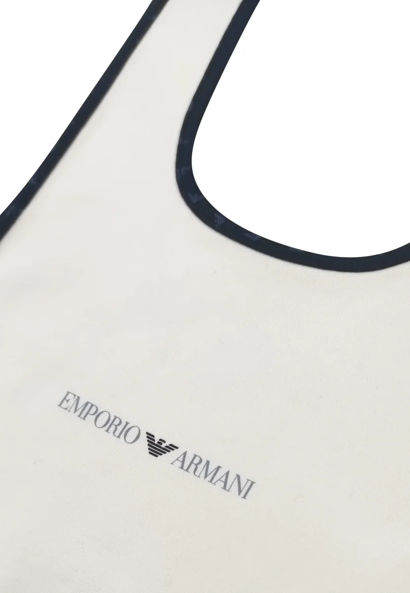 Emporio Armani set bavette blu/bianco neonato in cotone - immagine 4