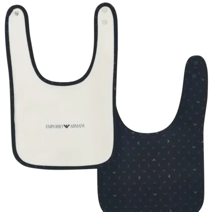 Emporio Armani set bavette blu/bianco neonato in cotone