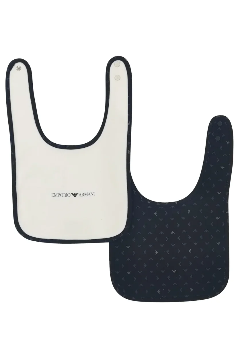Emporio Armani set bavette blu/bianco neonato in cotone