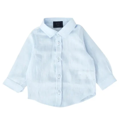 Fay camicia celeste neonato in lino