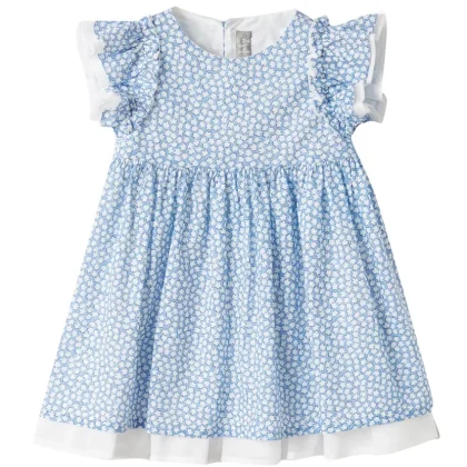 Il Gufo vestito azzurro neonata in cotone