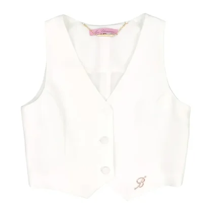 Miss Blumarine gilet bianco bambina in tessuto tecnico