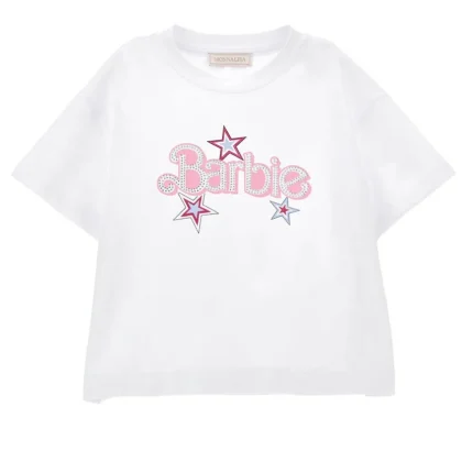 Monnalisa t-shirt Barbie bianca bambina in cotone