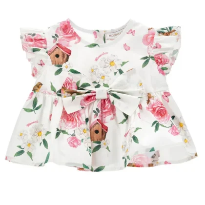 Monnalisa top bianco neonata in cotone