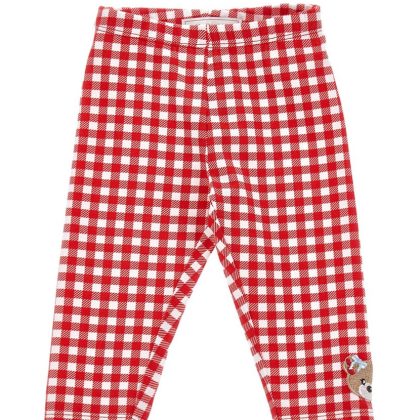 Monnalisa leggings rosso/bianco neonata in cotone