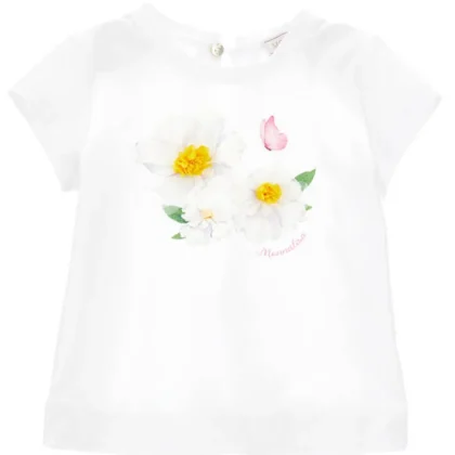 Monnalisa t-shirt bianca neonata in cotone