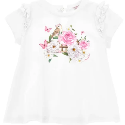 Monnalisa t-shirt bianca neonata in cotone