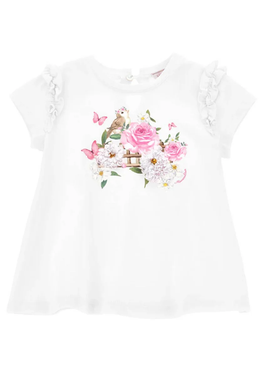 Monnalisa t-shirt bianca neonata in cotone