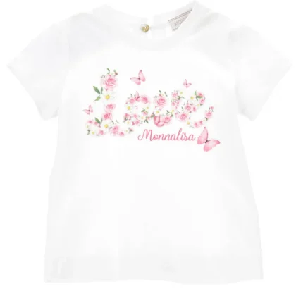 Monnalisa t-shirt bianca neonata in cotone