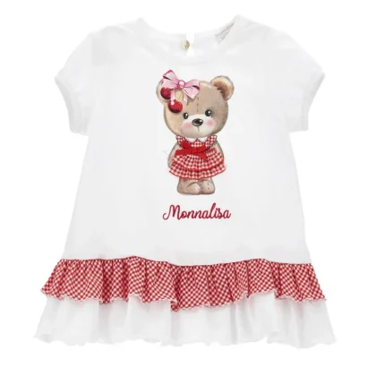 Monnalisa t-shirt bianca neonata in cotone