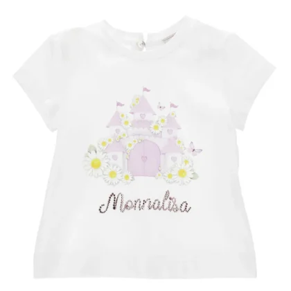 Monnalisa t-shirt bianca neonata in cotone