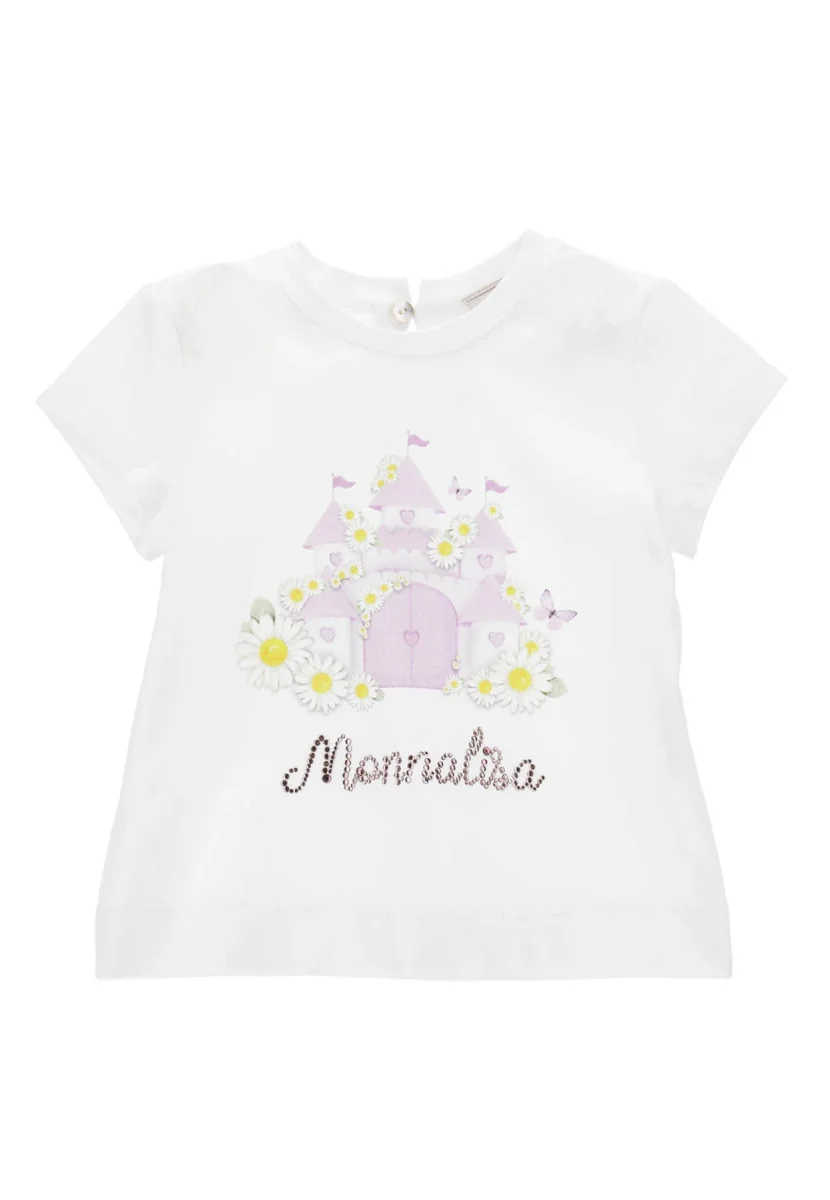 Monnalisa t-shirt bianca neonata in cotone