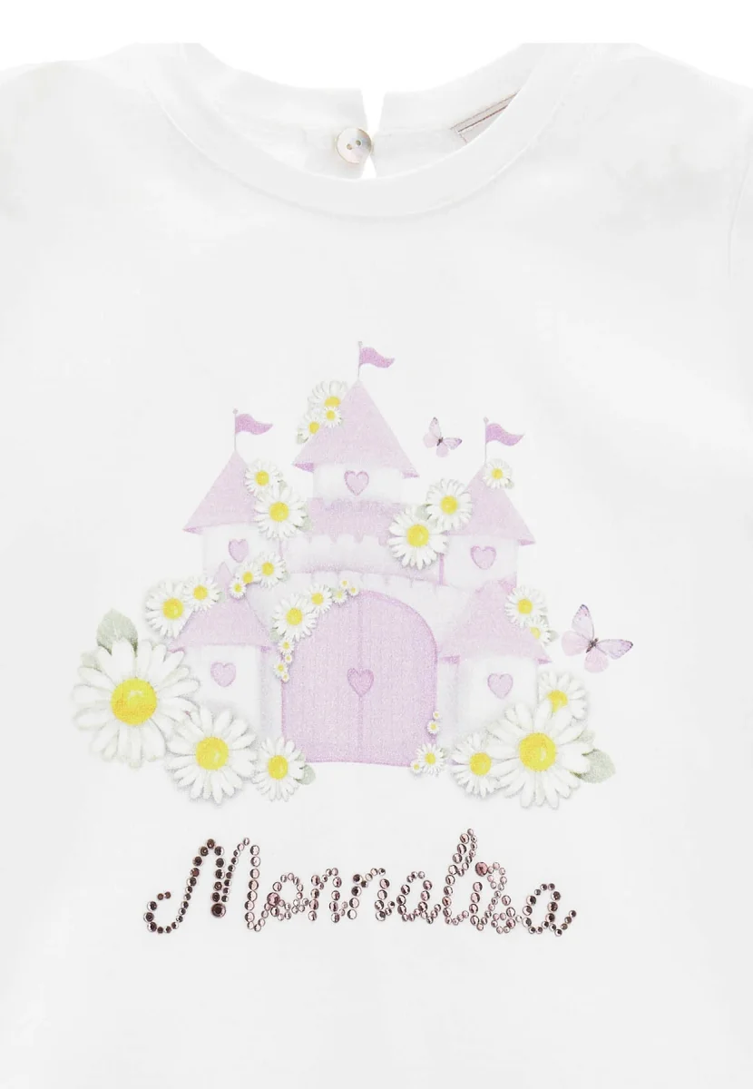 Monnalisa t-shirt bianca neonata in cotone - immagine 4
