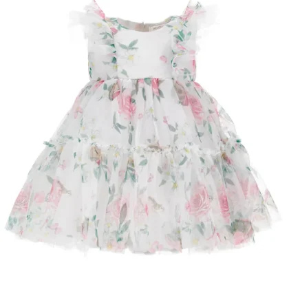 Monnalisa vestito bianco neonata in tulle