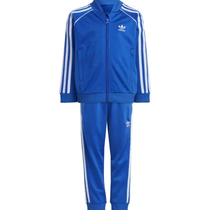 Adidas tuta blu bambino in tessuto tecnico