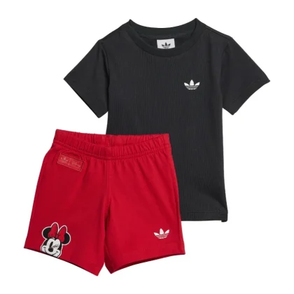 Adidas completo nero/rosso bambina in cotone