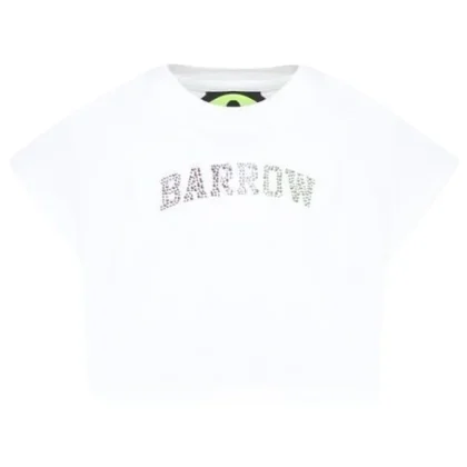 Barrow t-shirt bianca bambina in jersey di cotone