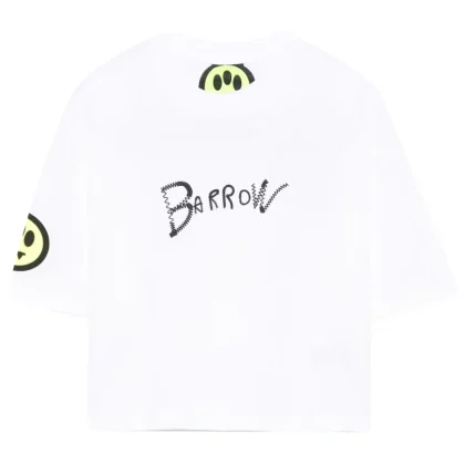 Barrow t-shirt bianca bambina in jersey di cotone