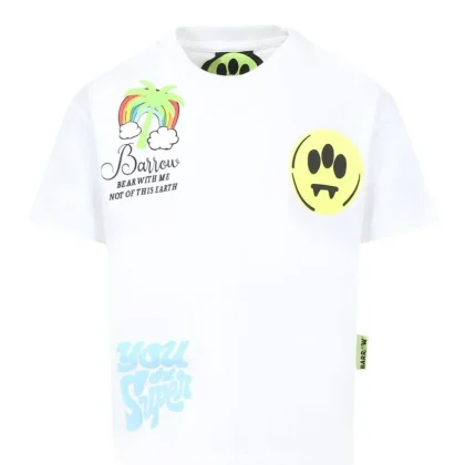 Barrow t-shirt bianca bambino in jersey di cotone