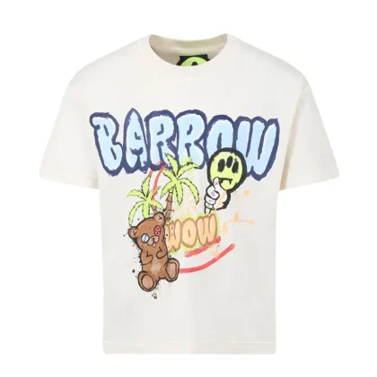 Barrow t-shirt beige bambino in jersey di cotone