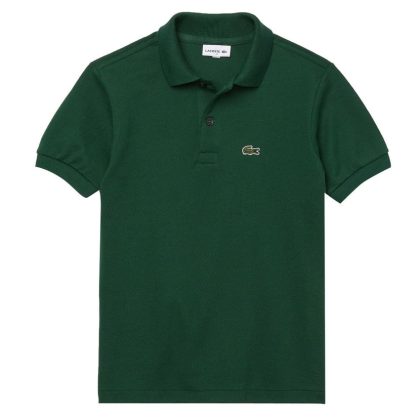Lacoste polo verde bambino in piquet di cotone