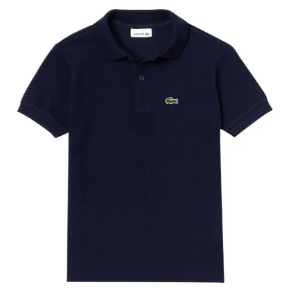 Lacoste polo blu navy bambino in piquet di cotone