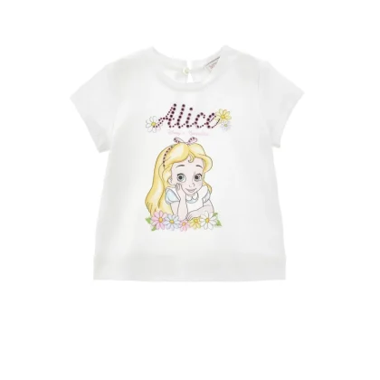 Monnalisa t-shirt bianca neonata in cotone