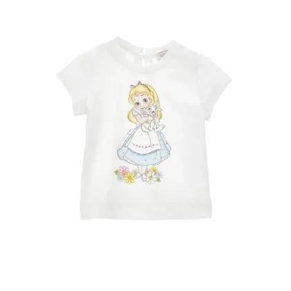 Monnalisa t-shirt bianca neonata in cotone