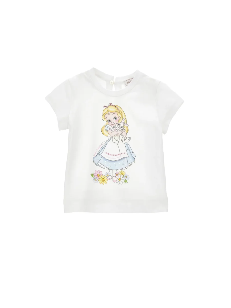 Monnalisa t-shirt bianca neonata in cotone