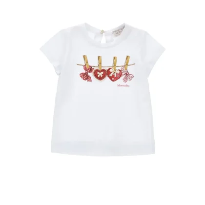 Monnalisa t-shirt bianca neonata in cotone