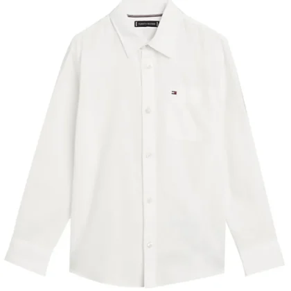 Camicia bambinoTommy Hilfiger bianca in misto canapa